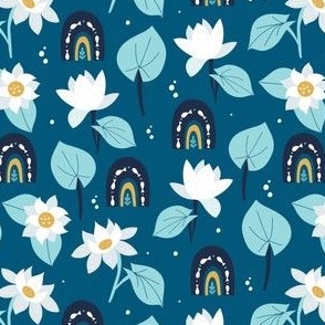 Bohemian Blue Waterlily and Rainbows