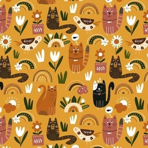 Autumn Cats in Brown, Red, and Orange