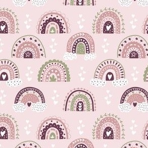 Cute Pink and Brown Rainbow Repeating Pattern