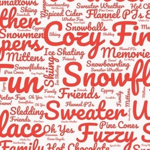 Winter Fun Words In Red - Large Scale