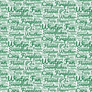 Winter Fun Words in Pine Green