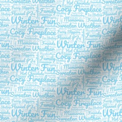 Winter Fun Words in Ice Blue