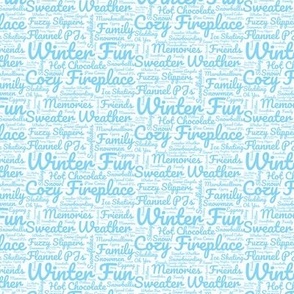 Winter Fun Words in Ice Blue