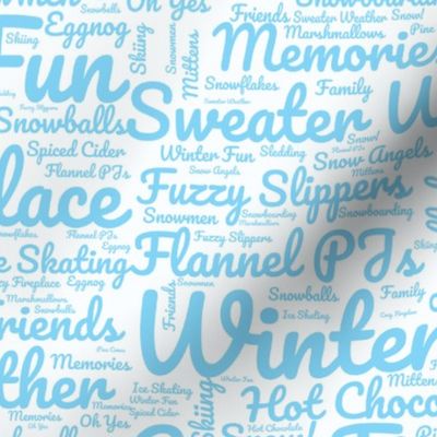Winter Fun Words in Ice Blue - Large Scale