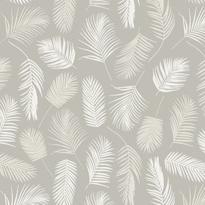 Tropical Palm Tree Leaves | Small Scale | Neutral, Beige Tan, Light Cream