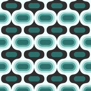 Atomic ogee ovals anthracite pine green Wallpaper