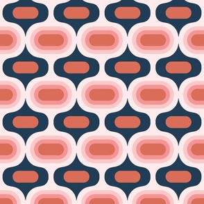 Atomic ogee ovals navy blue coral