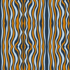 Cosy Cozy Wiggly mirrored stripes, navy, fog, desert small