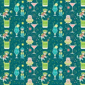 Galactic Cat Cocktails in Teal  {small}