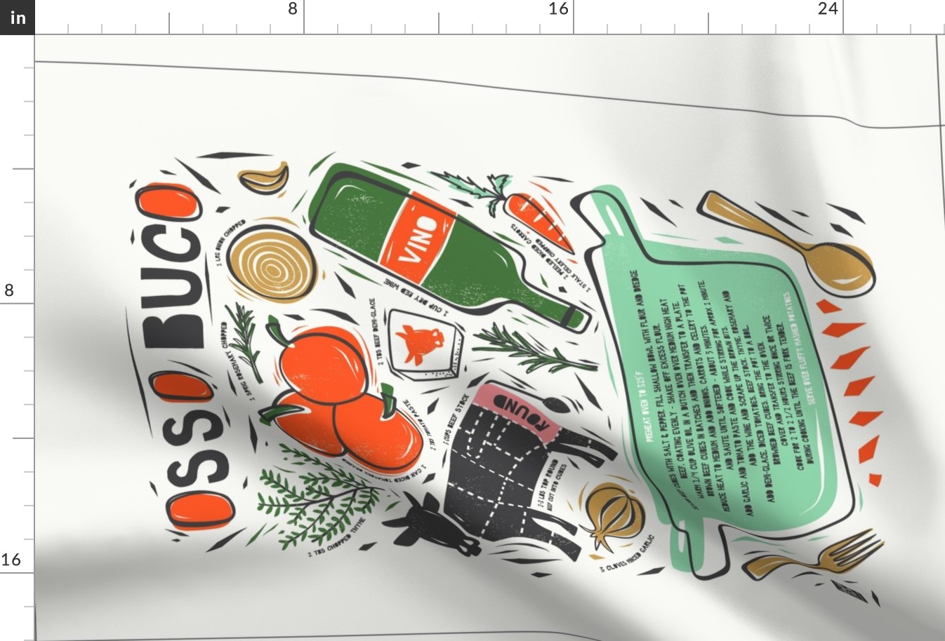 Osso Buco Recipe Tea Towel and Wall Hanging