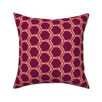 Hand Drawn Hexagon Geometric Honeycomb Blender - Pink and Burgundy Purple - Large - 20x20 inch repeat