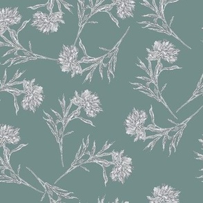 Cheryl Berry Vintage White Grey Green Peony Floral Large