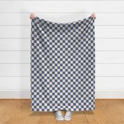 Textured Denim and Cotton Checkers in Navy and Cream