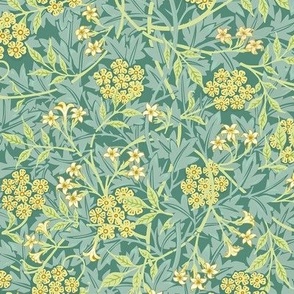 William Morris Jasmine  in Green & Yellow  - Extra Small Scale