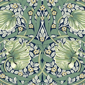 William Morris Pimpernel Wallpaper Scale Green 