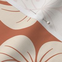 Terracotta cream Monstera leaves Wallpaper