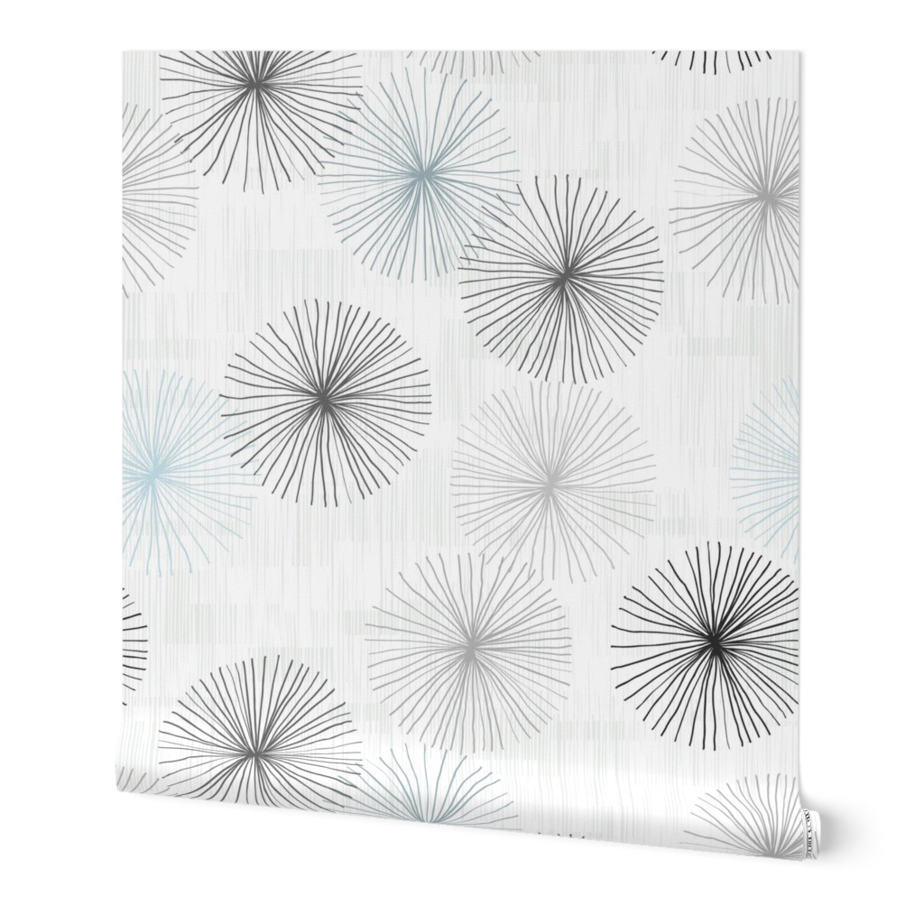 Dandelions Confetti White M+M Grays Slate H2O by Friztin