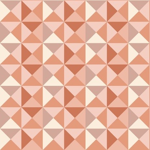 Retro check terracotta large triangles Wallpaper