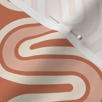 Terracotta retro mod round lines diagonal MCM Wallpaper