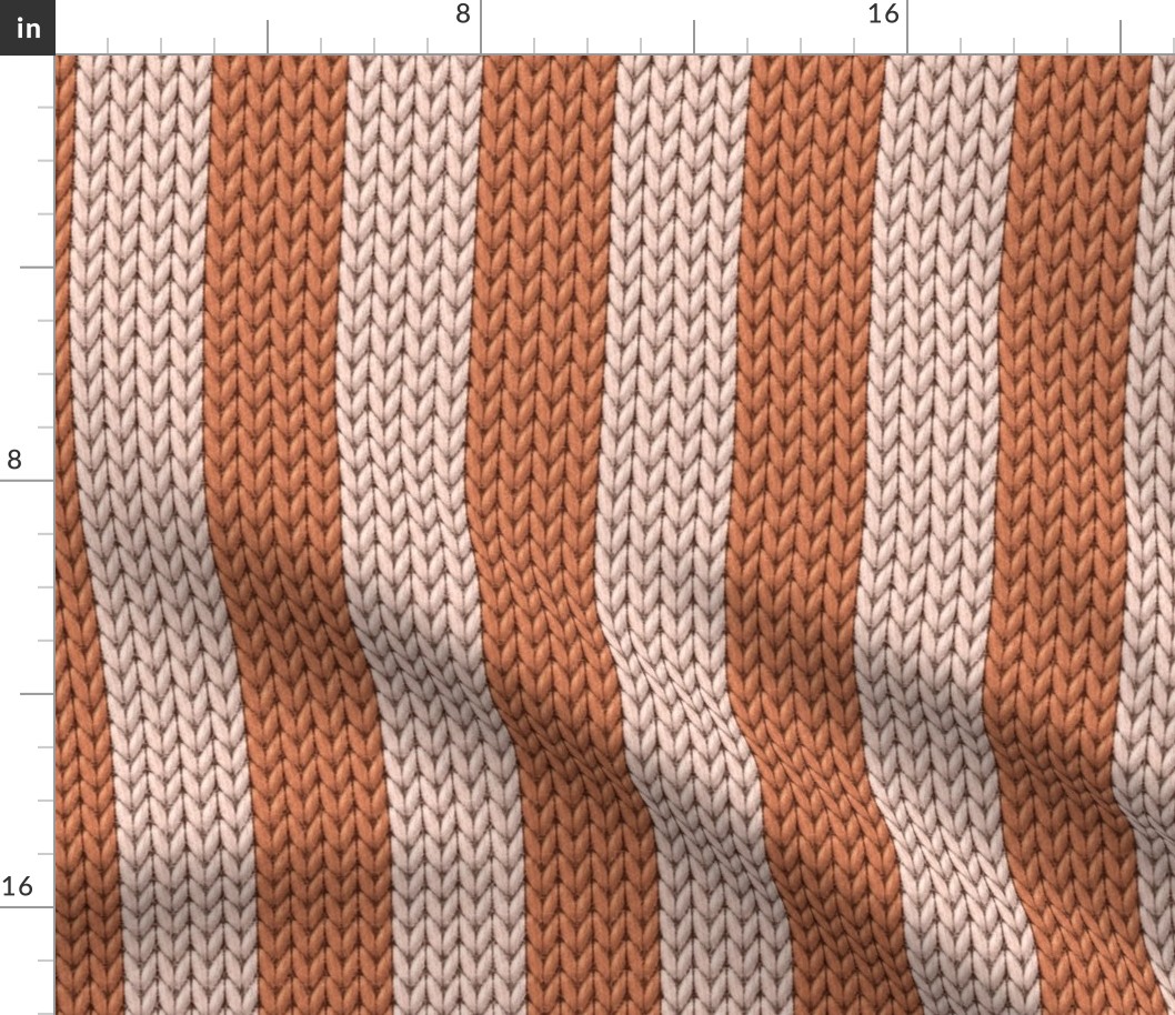 Terracotta pink knit stripes Wallpaper