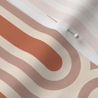 Retro mod round long lines ovals Terracotta greige MCM