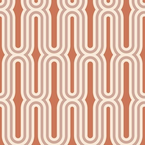 Retro mod round long lines ovals Terracotta greige MCM