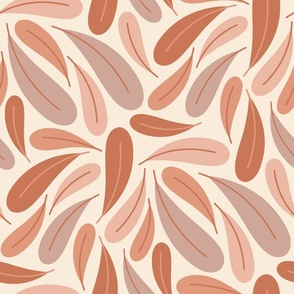 Autumn dancing leaves terracotta cream Wallpaper