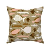 Fish in the Sea - brown beige peach pink