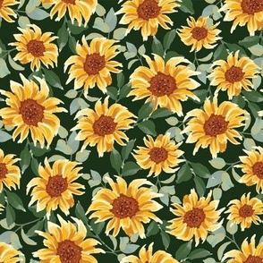 Packed sunflowers with green background