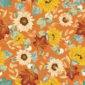 Fall leaf pattern with sunflowers