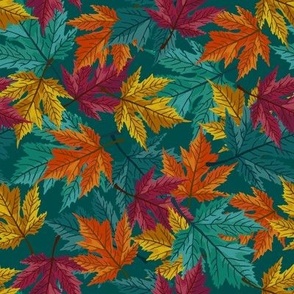 Teal and magenta autumn leaves