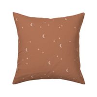 Dreamy night boho moon print counting stars under the moon winter night terracotta caramel beige