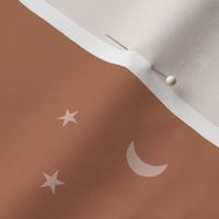 Dreamy night boho moon print counting stars under the moon winter night terracotta caramel beige