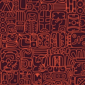 Hand-drawn mayan hieroglyphs