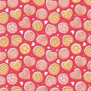 Tiny scale // Mexican pan dulce // pink background pink and yellow conchas