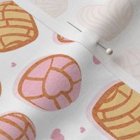 Small scale // Mexican pan dulce // white background pink and yellow conchas