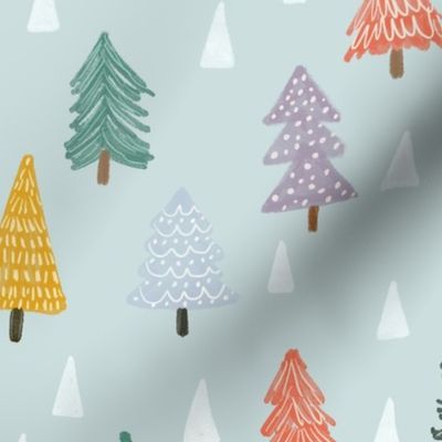 Christmas trees-blue-medium