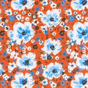 picnic floral - red & blue 