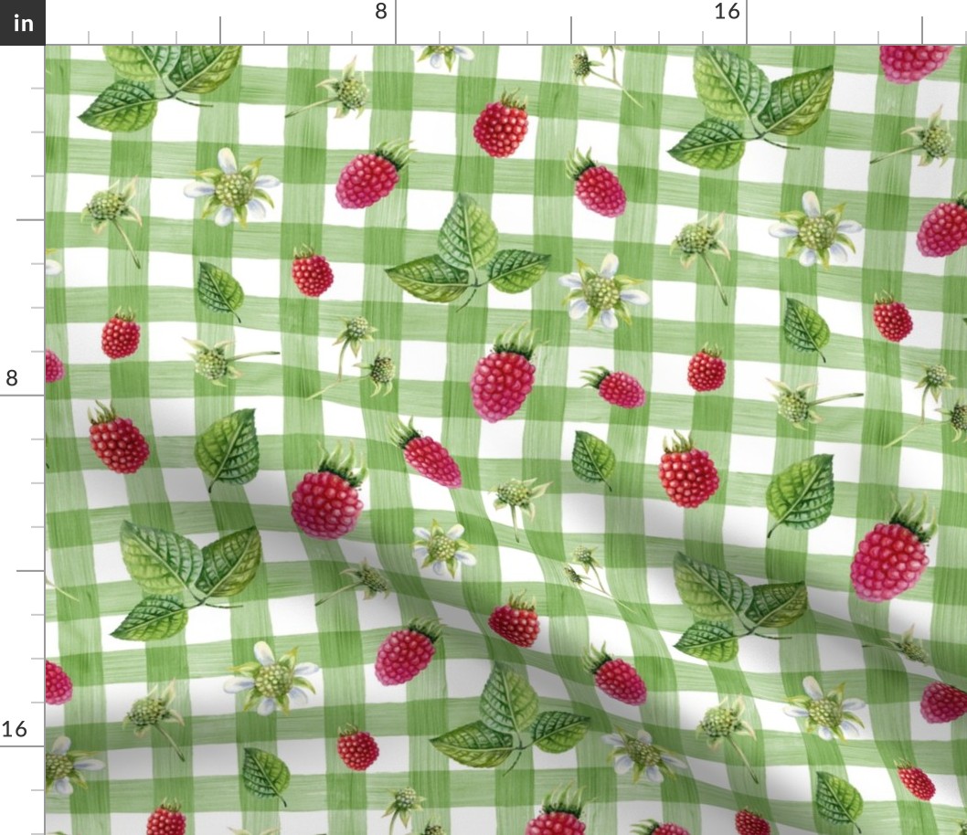 raspberry green gingham