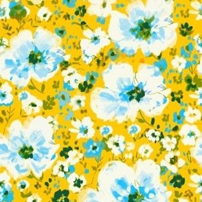 Picnic floral - yellow and blue 