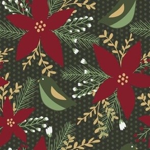 Merriest: Pretty Poinsettia Red Floral