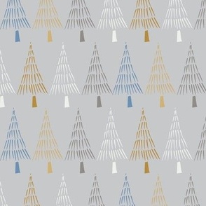 Merriest: Woodland Trees Silver Blue Gold
