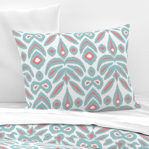 Custom Coral and Turquoise Ikat