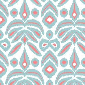 Custom Coral and Turquoise Ikat