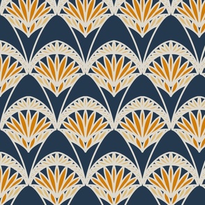 Art Deco Fans Petals Navy Desert Sun