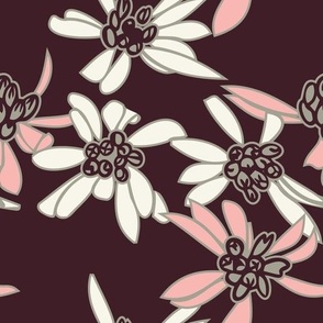 Pink and White Flowers on a Dark Background
