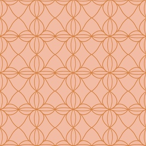 Abstract Flower Teardrop Quatrefoil Pattern Pink Orange