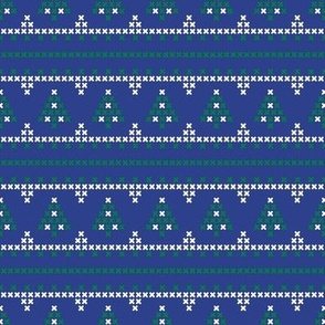 Cross stich Christmas trees on blue-small