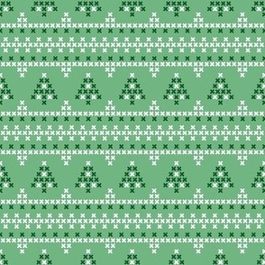 Cross stich Christmas trees on light green-small