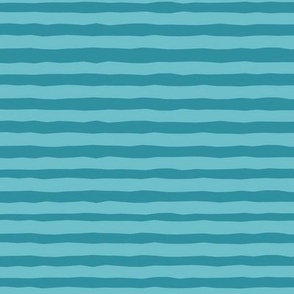 Horizontal Hand Drawn Turquoise Lagoon Stripe